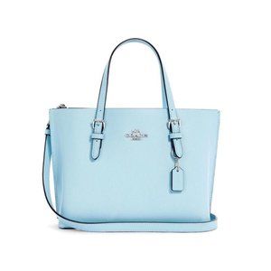 Coach Leather Mollie Tote 25 C4084 💙 Sky Blue SVSW7 NWOT $328